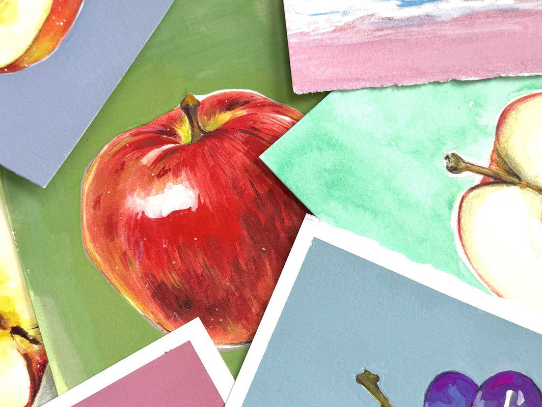 Small Original Paintings: My First Experiments with Gouache + Pencil