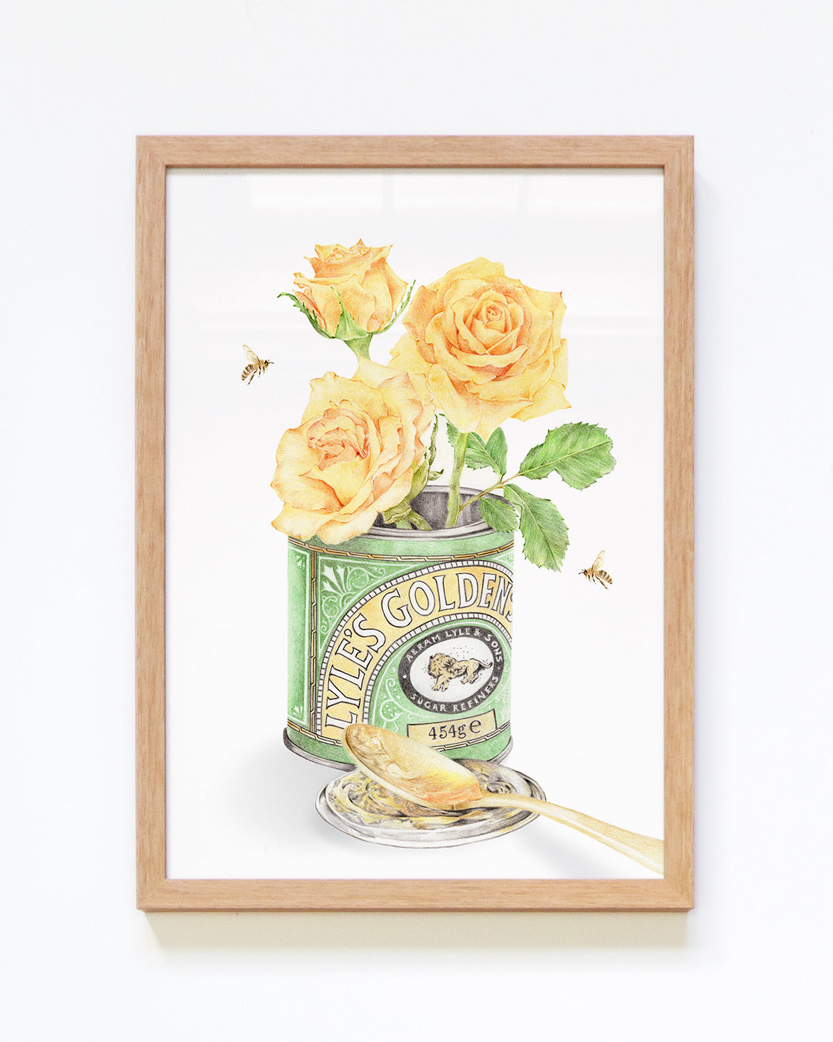 A3 framed A Spoonful of Sunshine art print by Carmen Hui in natural oak frame