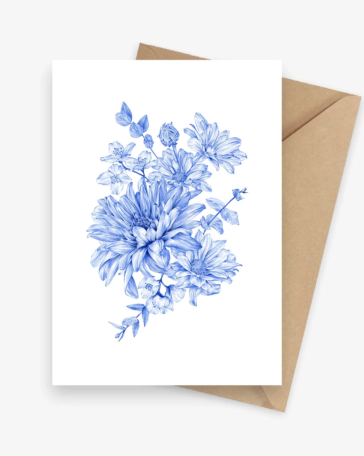 Blue and white florals congratulations greeting card
