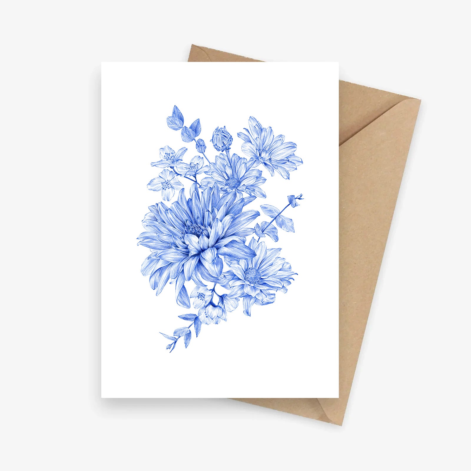 Blue and white florals congratulations greeting card