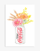 Diet Coca-Cola mason jar with colorful flowers on a white background