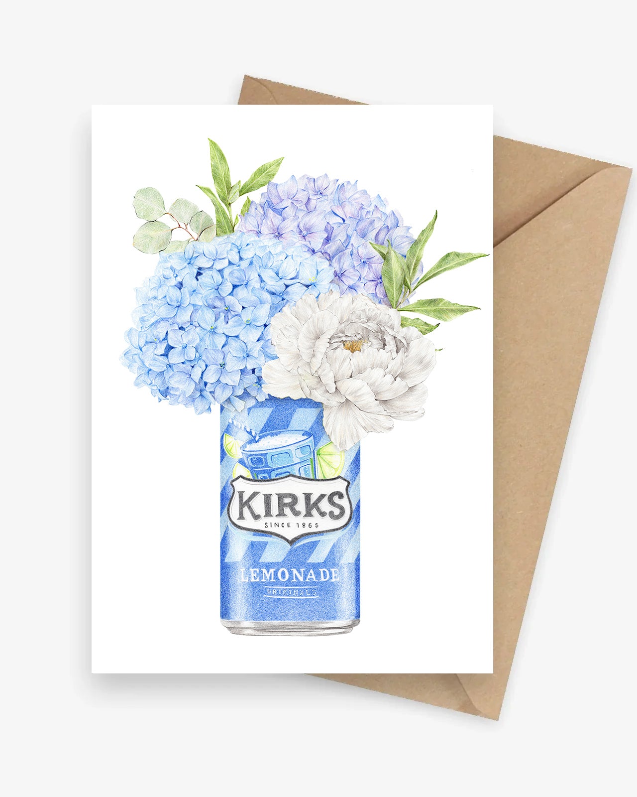 Kirks Lemonade with hydrangeas greeting card