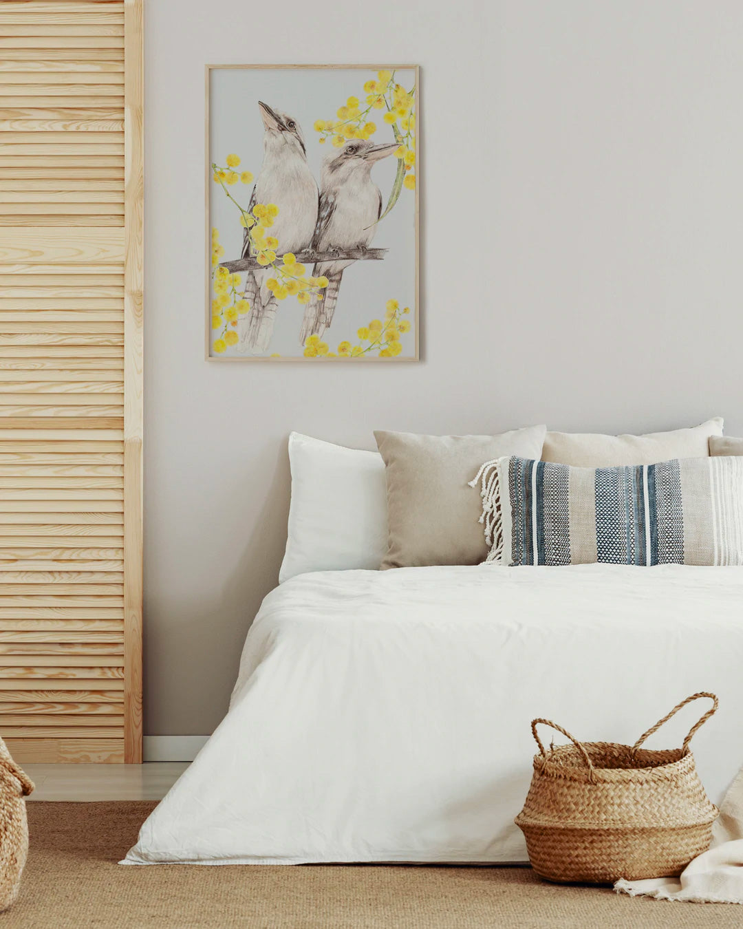 Kookaburra with wattles Australian bird art print - Better Together