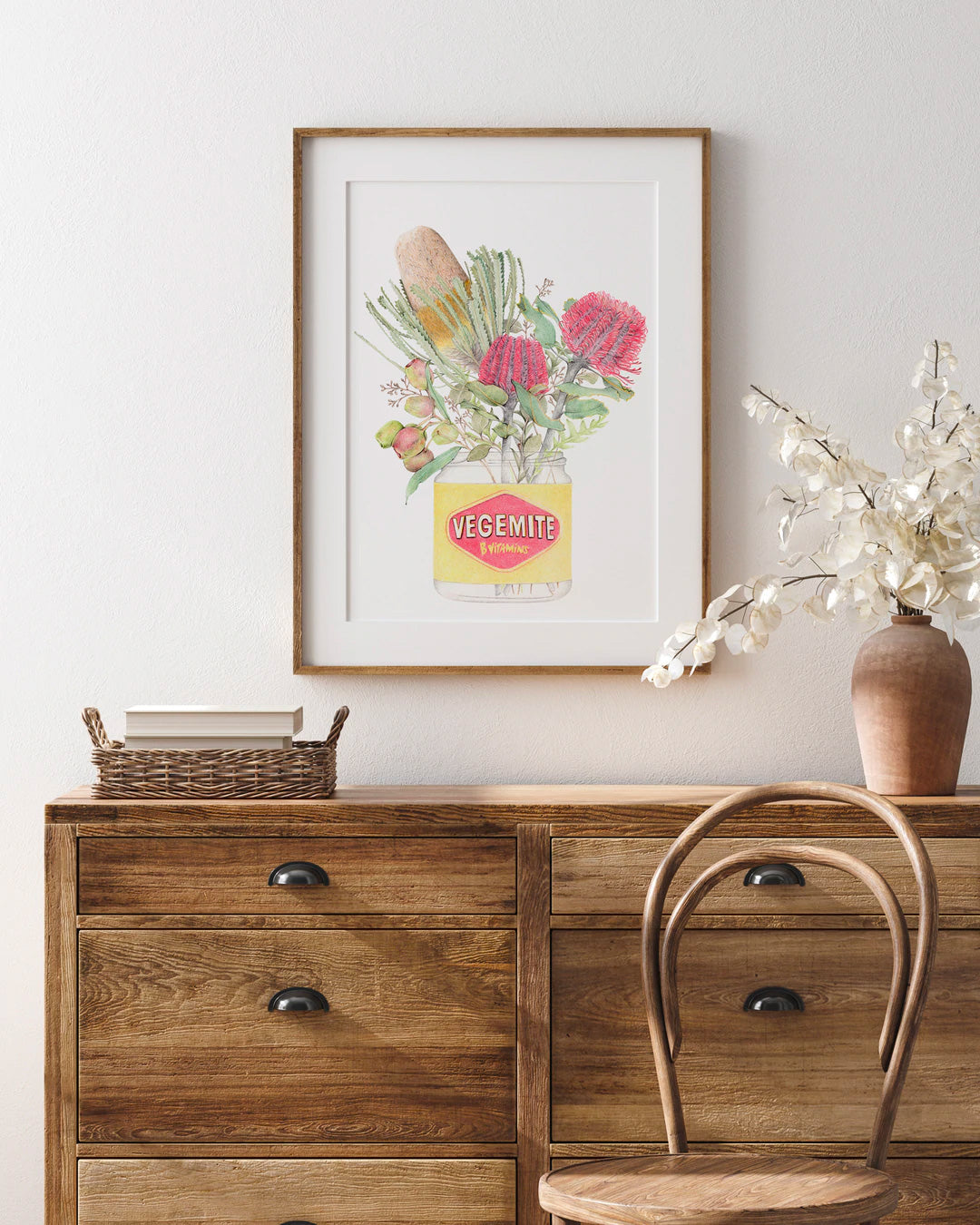 Vegemite with Australian native flowers art print - The Morning Ritual