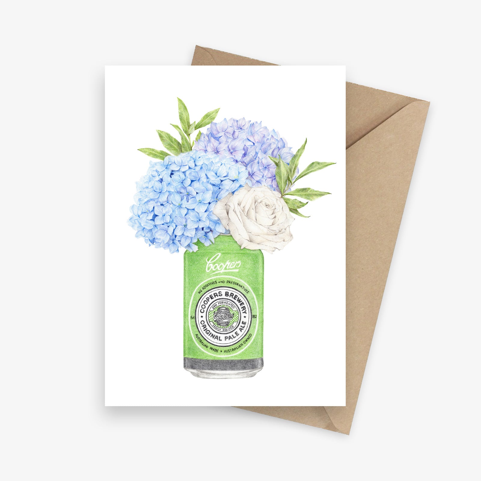 Coopers Beer with Hydrangeas Botanical Greeting Card