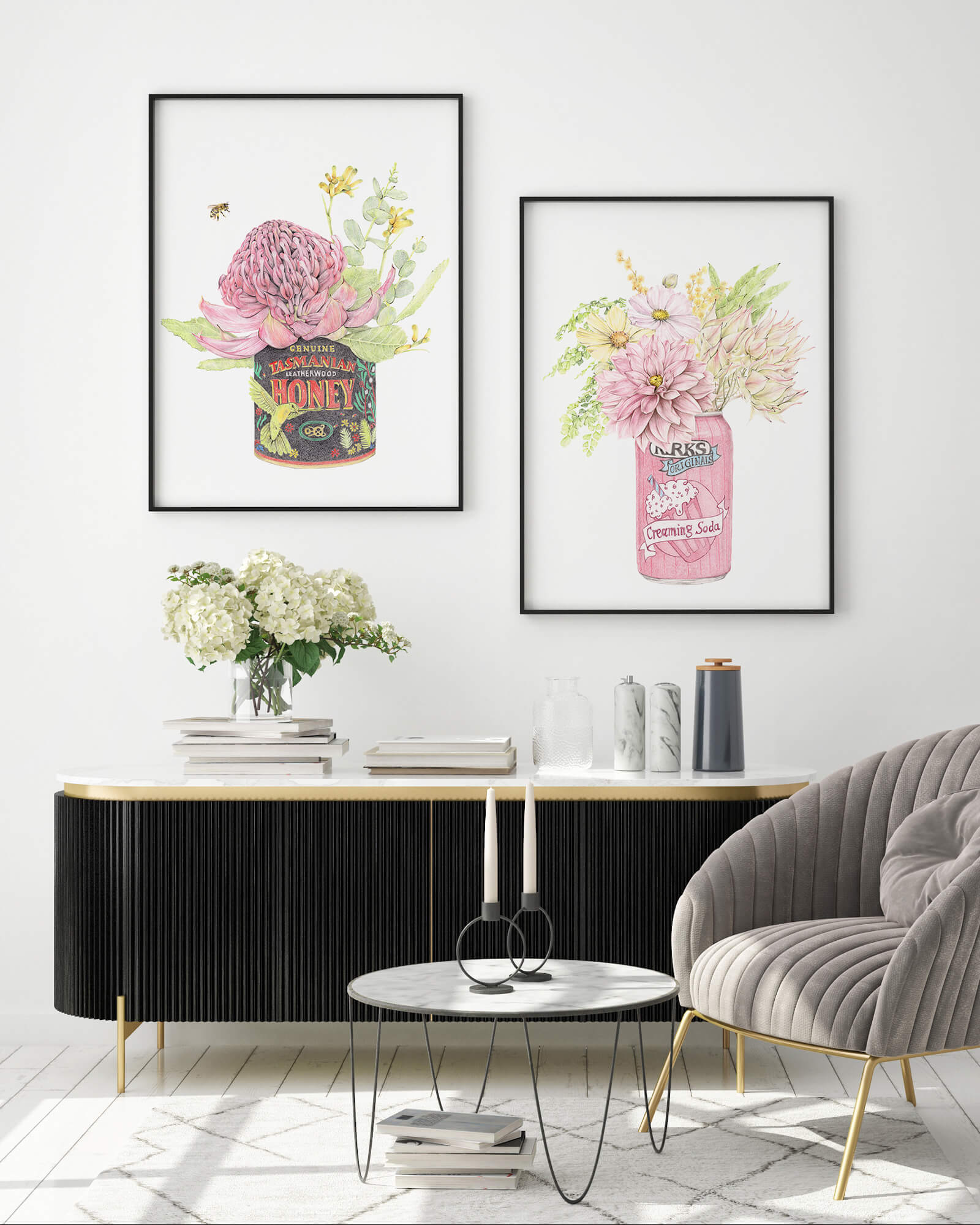 Australian honey with Kirks Creaming Soda botanical art print 