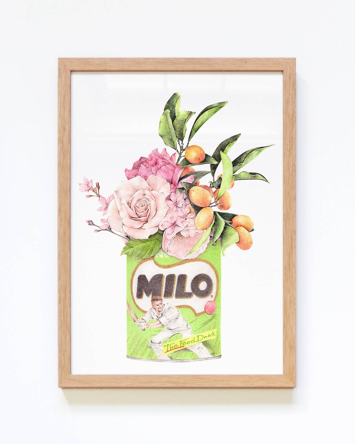 Milo with florals wall framed art print