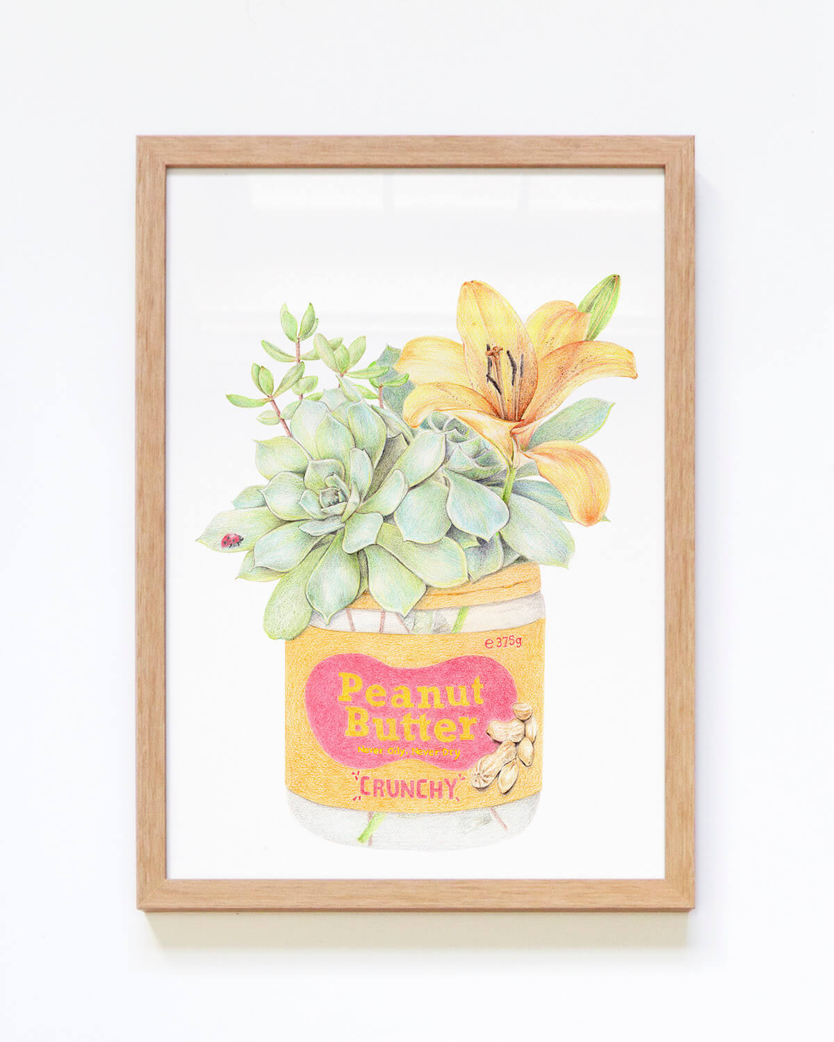 Lady beetle on flowers in Peanut Butter Jar Australian Artist