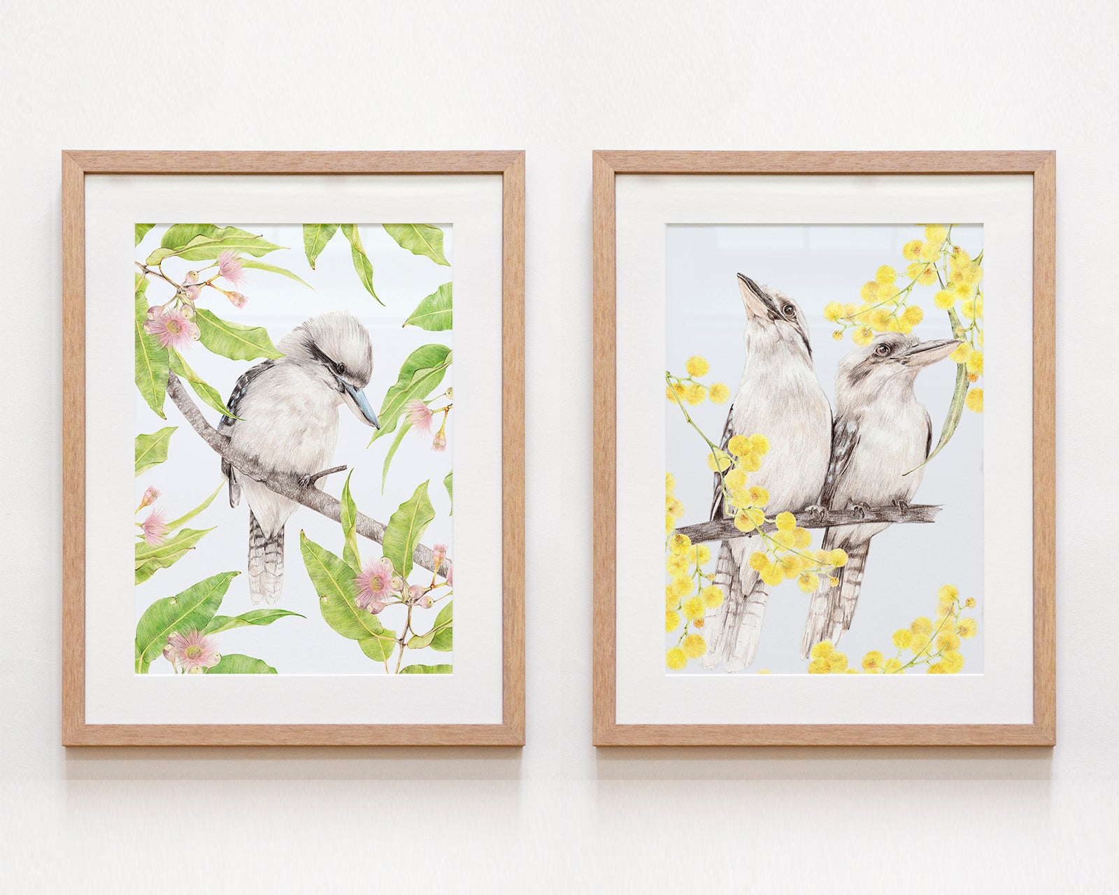 Set of 2 framed Australian native bird by Carmen Hui