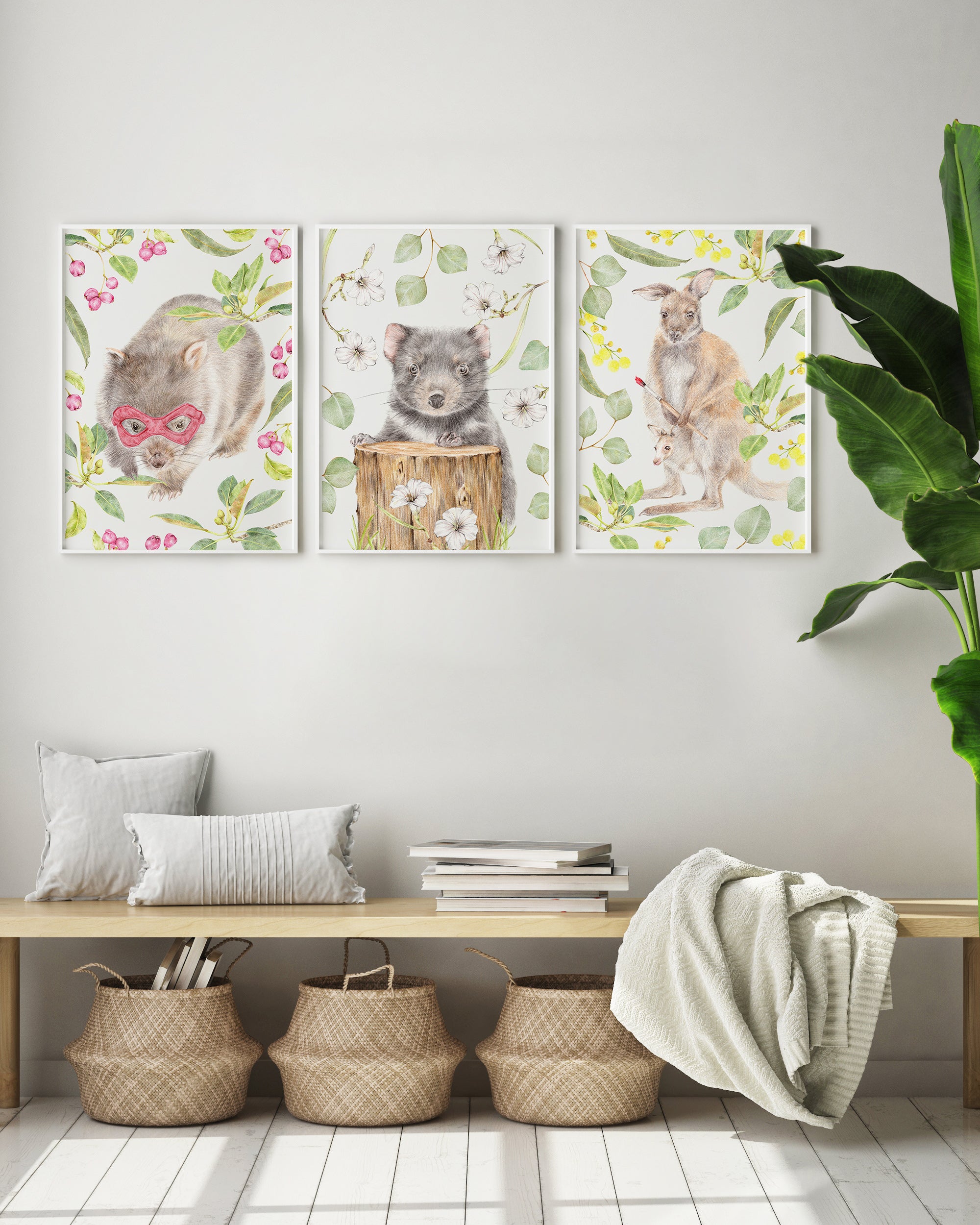 Set of 3 Australian animal trio nursery prints