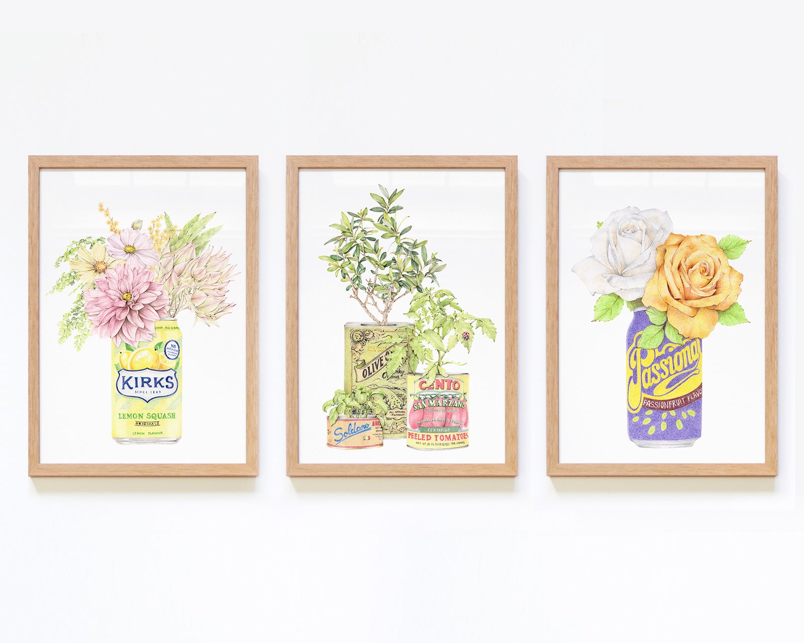 Set of 3 framed wall art with florals