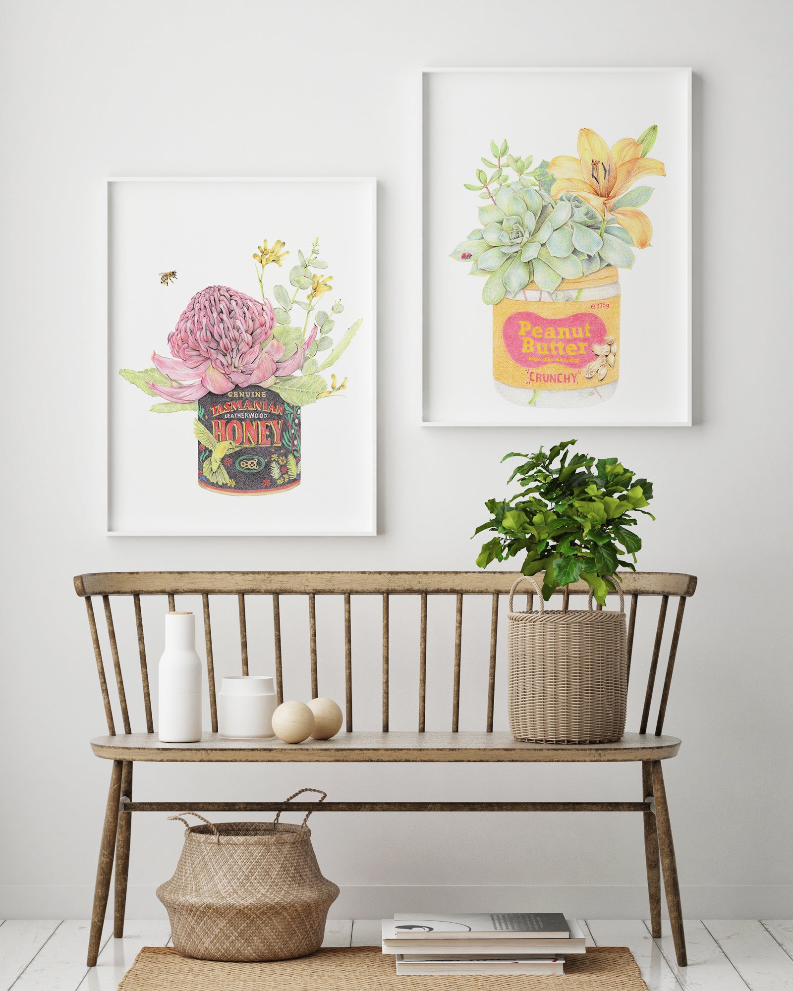 Tasmanian Honey with Peanut Butter set of 2 art print