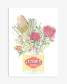 Vegemite with native Australian botanical print