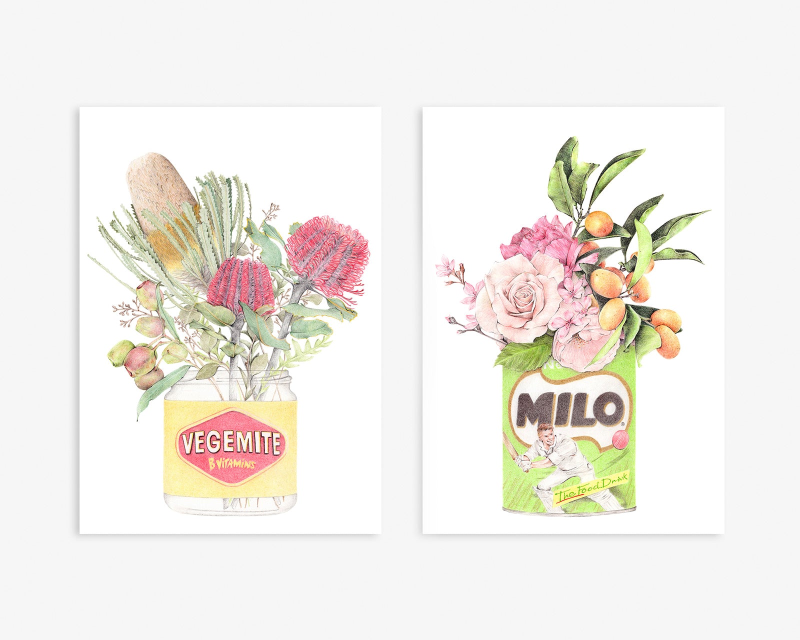 Set of 2 art print with Vegemite and Milo