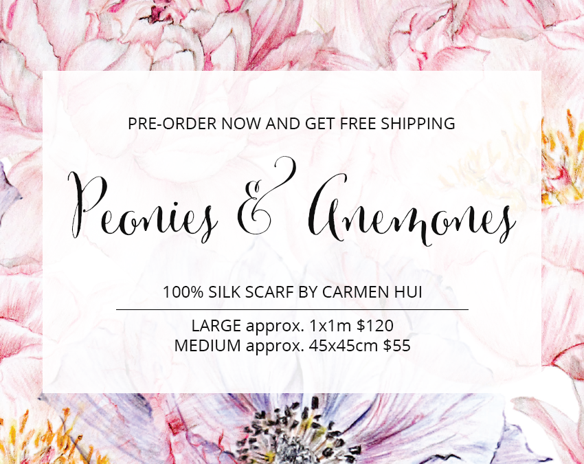Pre-Order Your Own Peonies & Anemones Silk Scarf