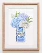 Blue Meadow - Hydrangeas framed botanical art print with matboard
