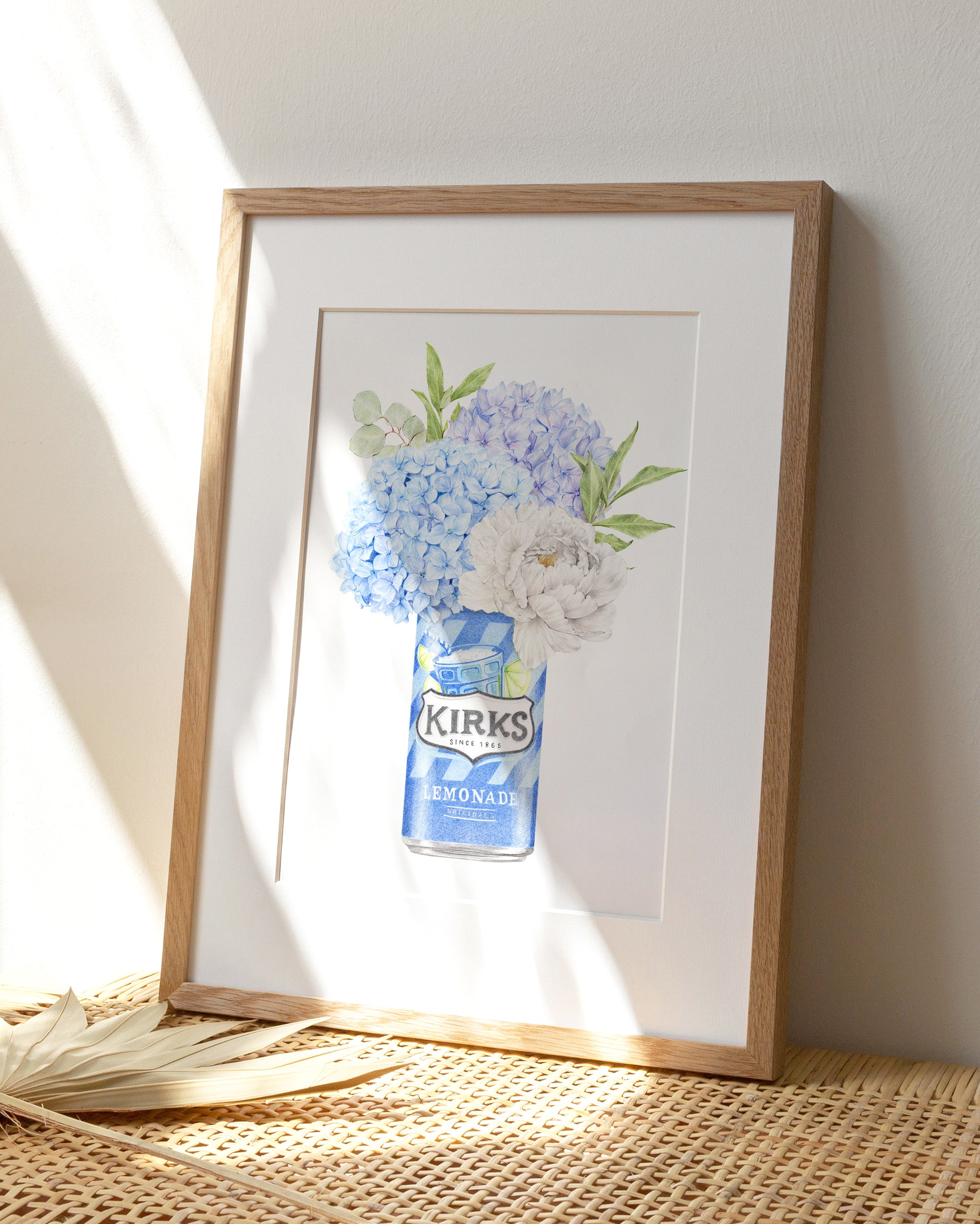 Blue Meadows - Hydrangeas with Kirks Lemonade botanical art print