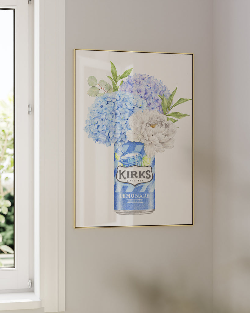 Blue Meadow - Hydrangeas with Kirks Lemonade botanical wall art