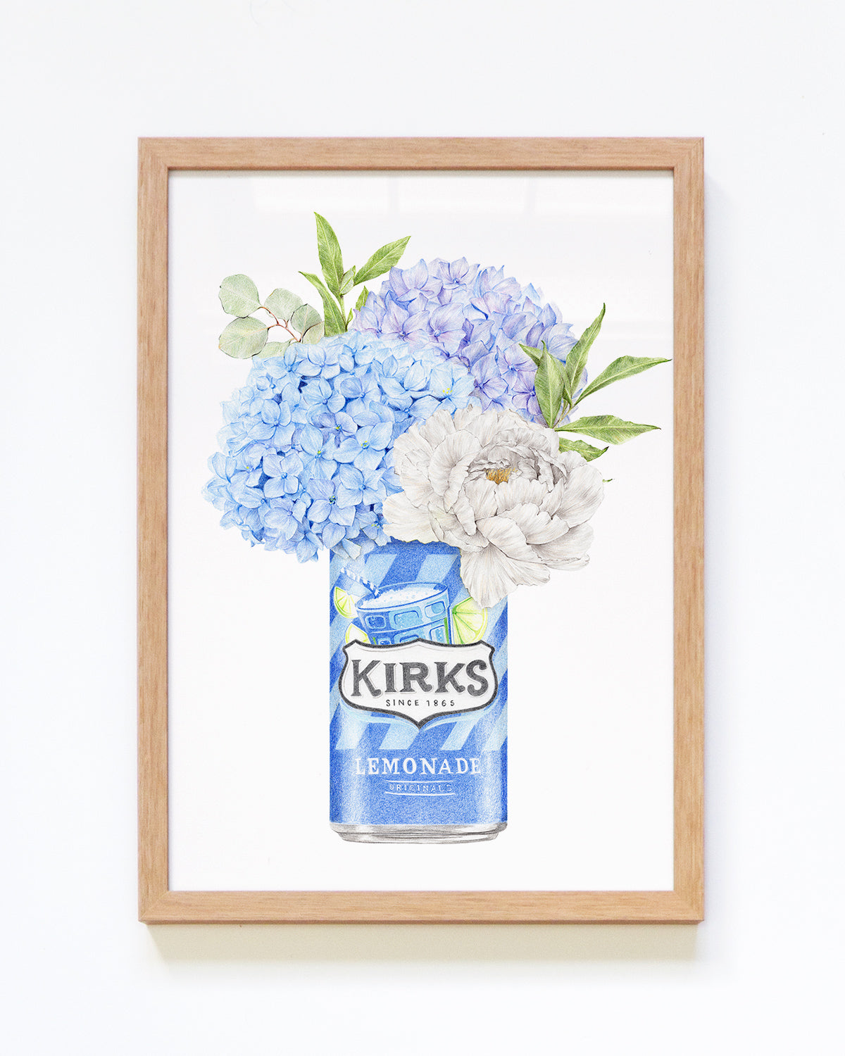 Blue Meadow - Hydrangeas with lemonade framed wall art