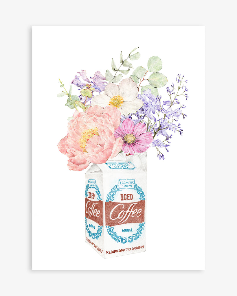 Farmers Union Iced Coffee with florals art print
