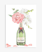Moet Champagne with roses and orchids
