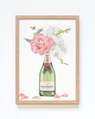 Framed Moet with flowers fine art print
