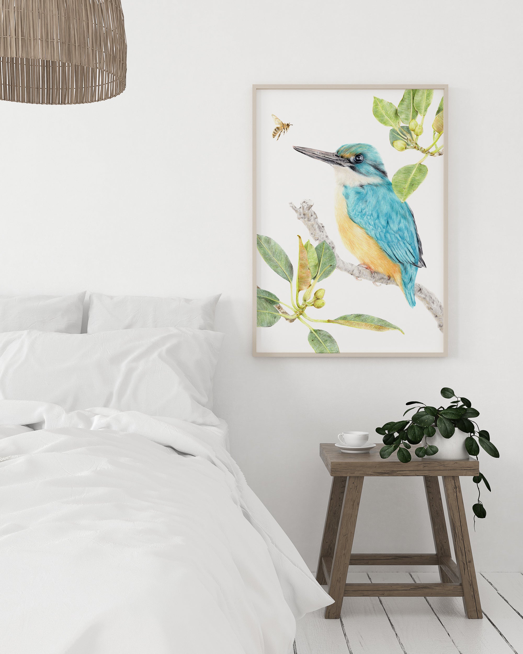 Sacred Kingfisher Australian bird art for bedroom