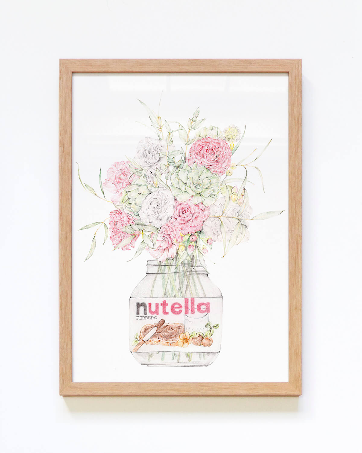 Nutella with roses framed wall art print