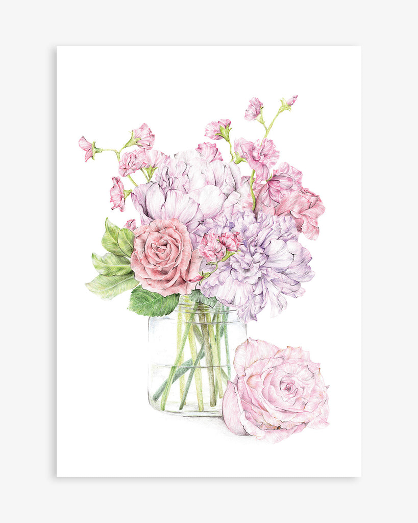 Botanical art print featuring a floral bouquet