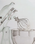 Close up of original pencil drawing of kitchen maid