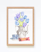 Framed botanical Art Print with tulips and Cherry Ripe