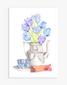 Botanical Art Print with tulips and Cherry Ripe