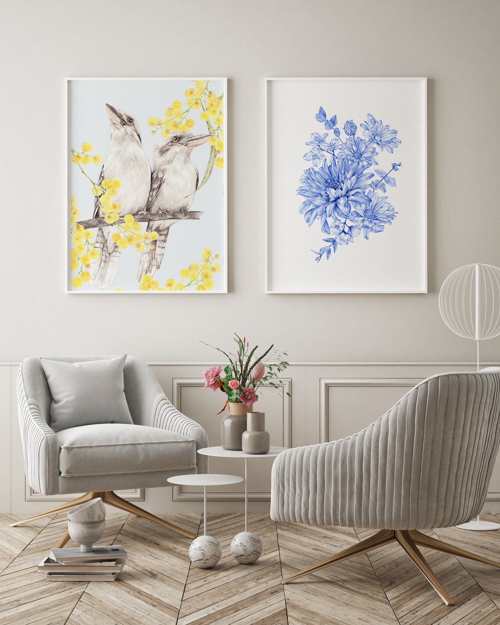 Botanica Blue | Hamptons Style Wall Art Set by Carmen Hui