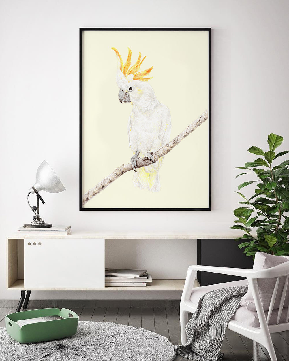 Australian interior art prints featuring a cockatoo