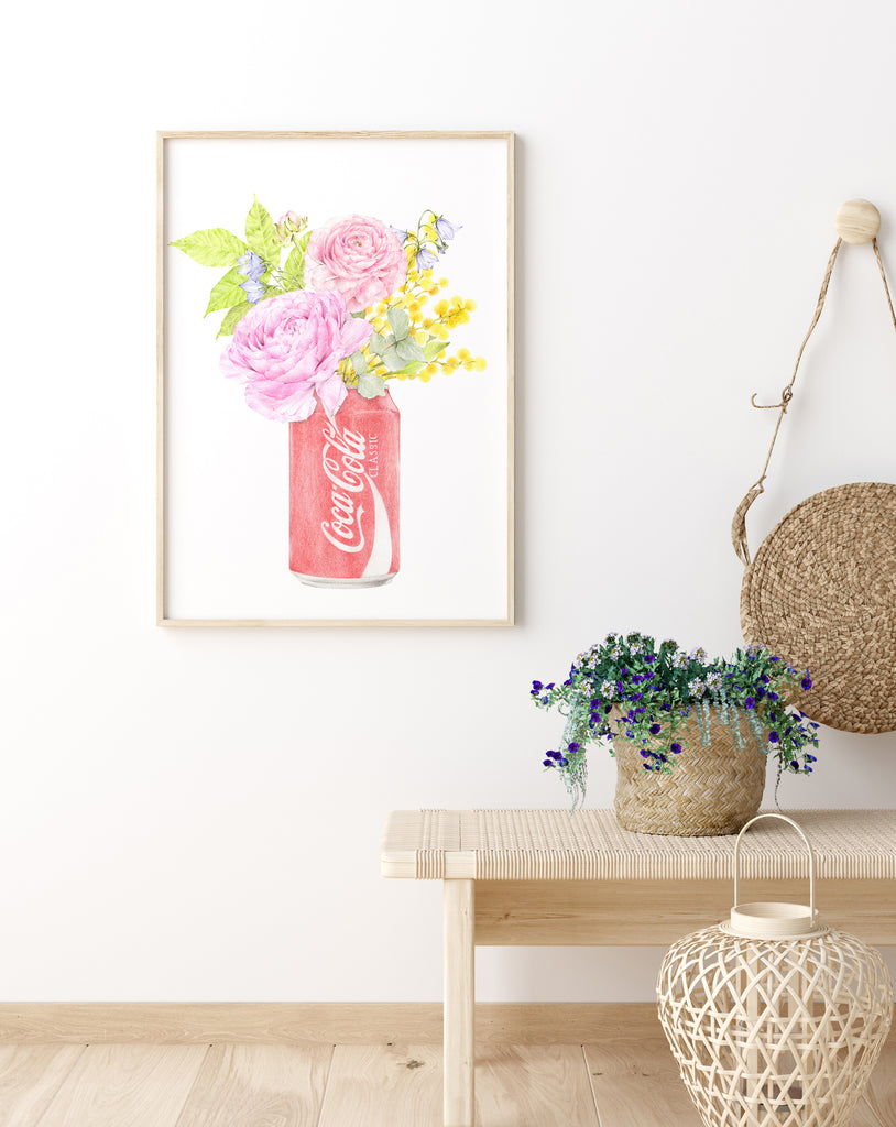Living room wall art with cola and botanicals