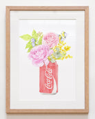 Framed kitchen wall art featuring ranunculus and cola