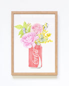 Framed floral wall art featuring ranunculus and cola