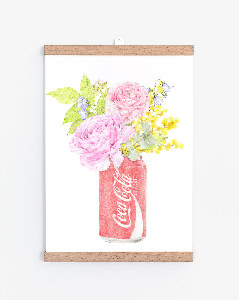 Floral wall art featuring ranunculus and cola