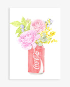 Cola with floral wall print