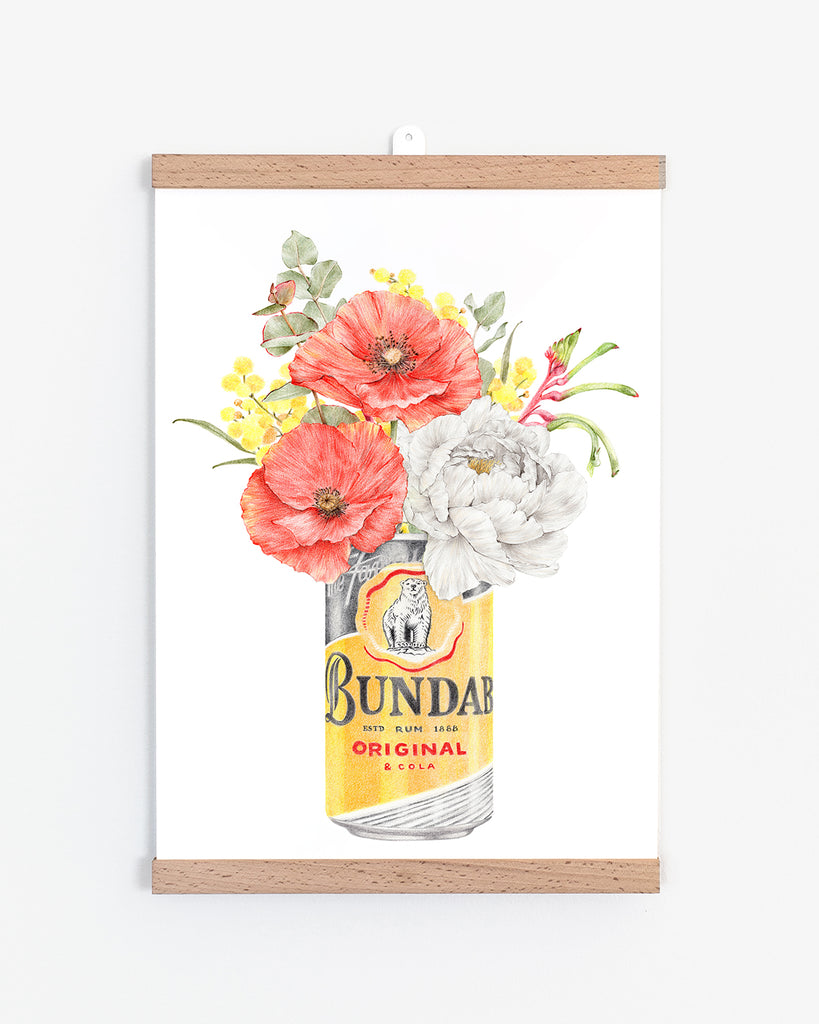 Bundaberg Rum wall art with poppies
