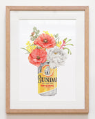 Australian kitchen art featuring Bundaberg Rum with native flowers