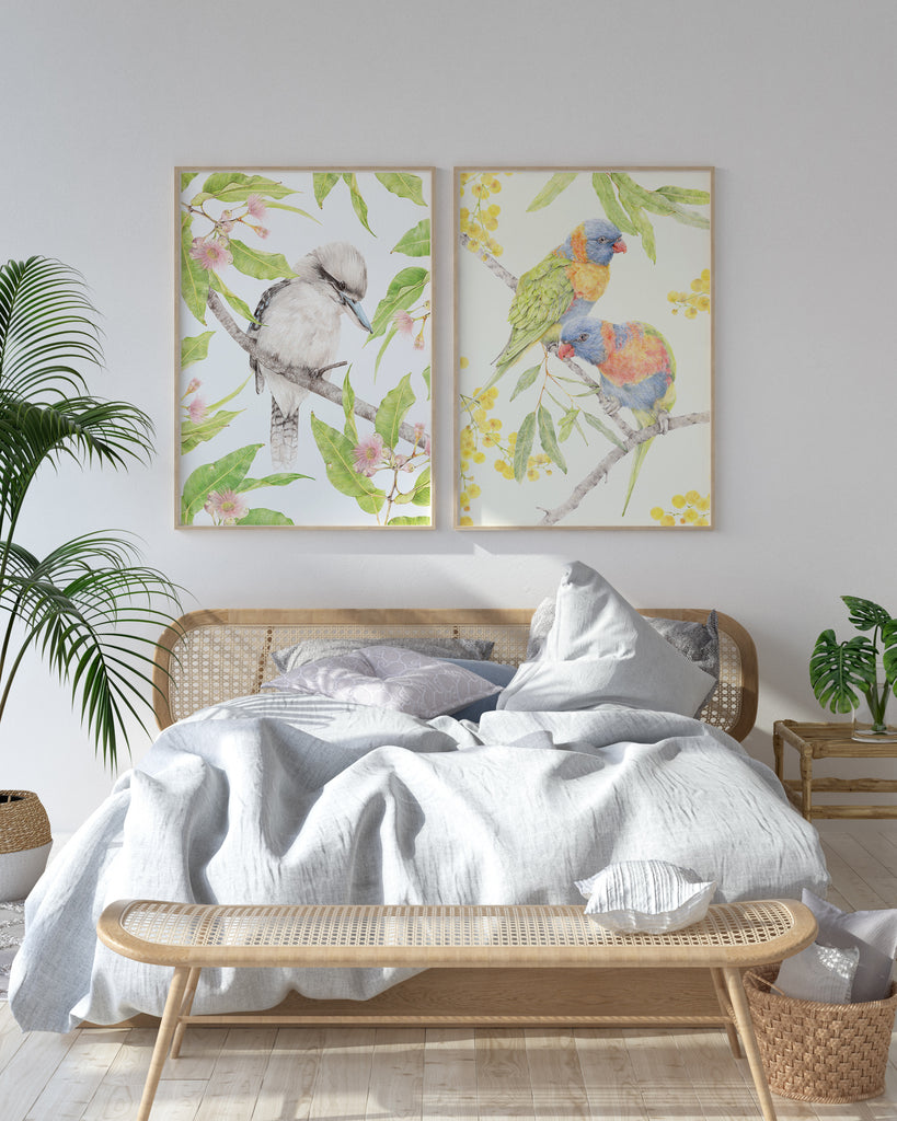 Australian bird art perfect for modern boho bedroom 