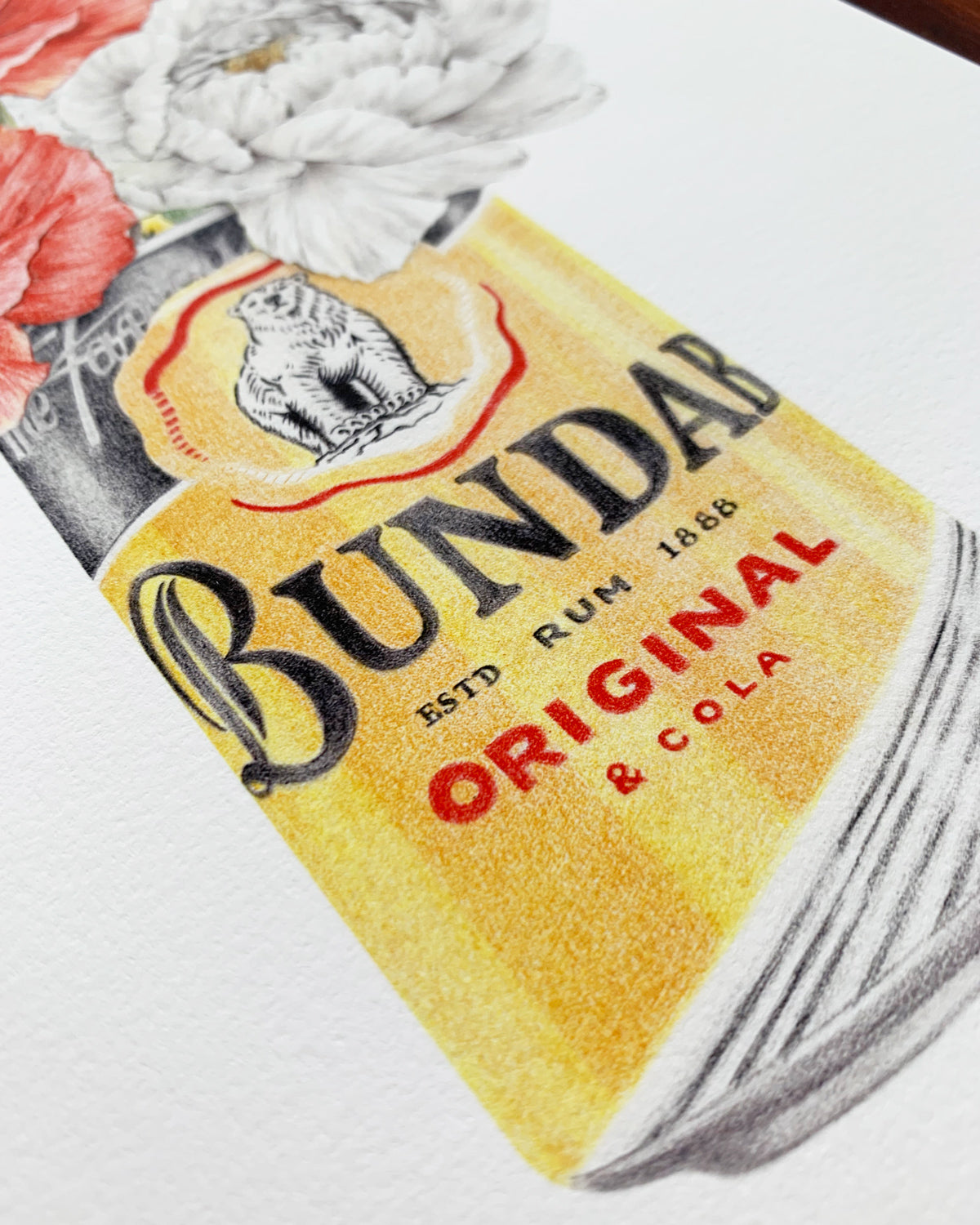 Close up of Bundaberg Rum art print