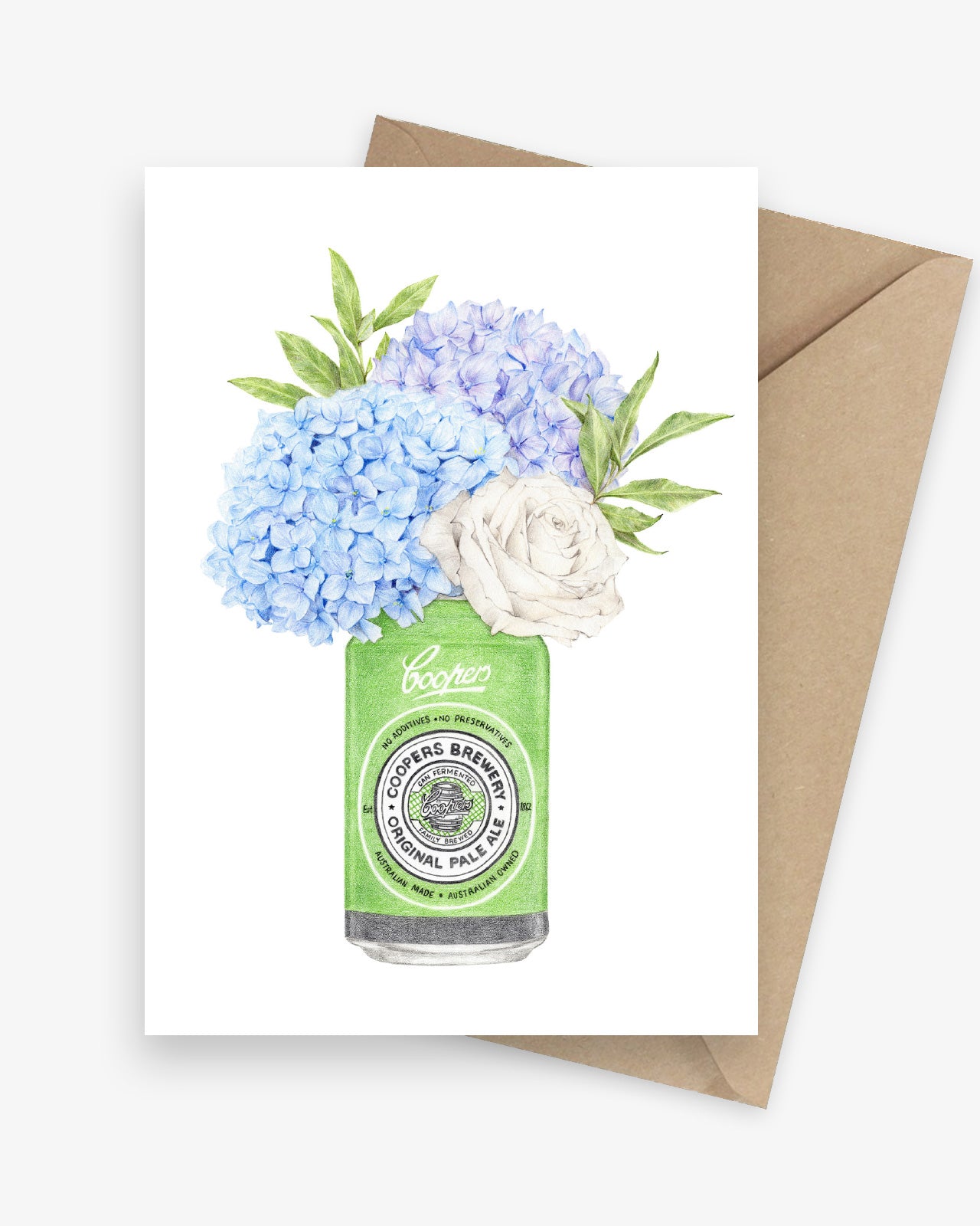 Coopers Beer with Hydrangeas Botanical Greeting Card