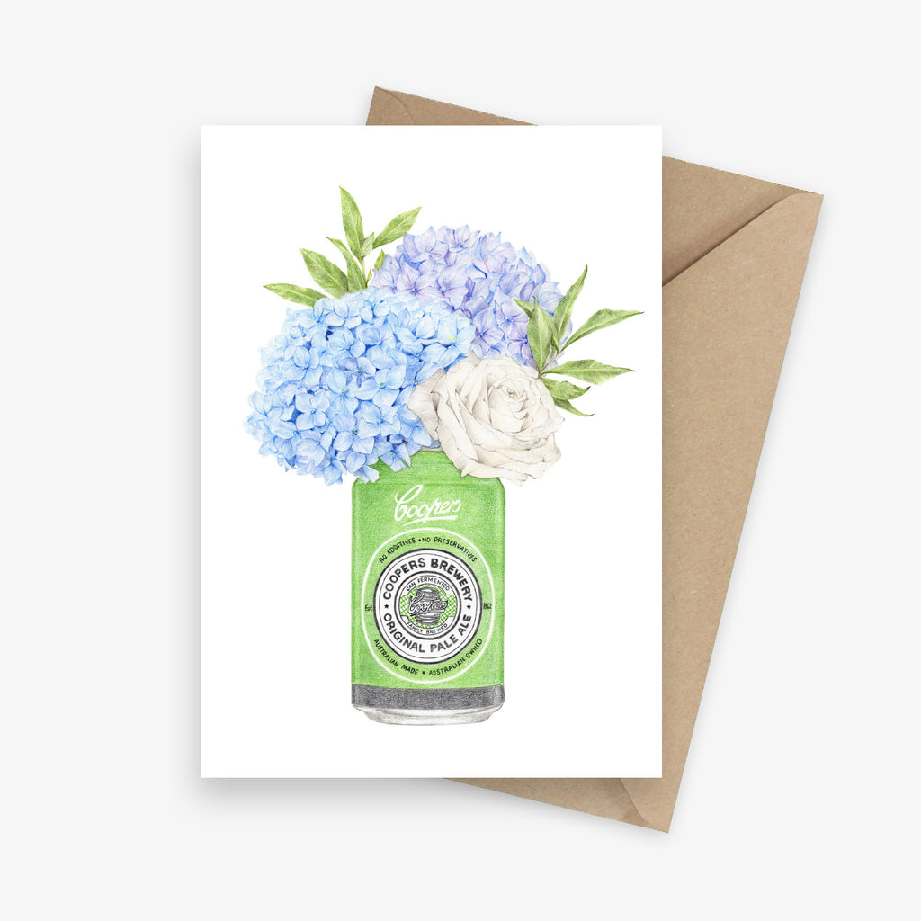 Coopers Beer with Hydrangeas Botanical Greeting Card