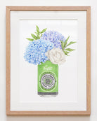 Framed Australian wall art featuring Coopers and hydrangeas