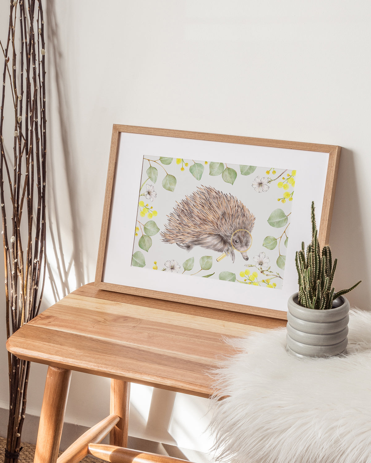 curious echidna nursery wall art