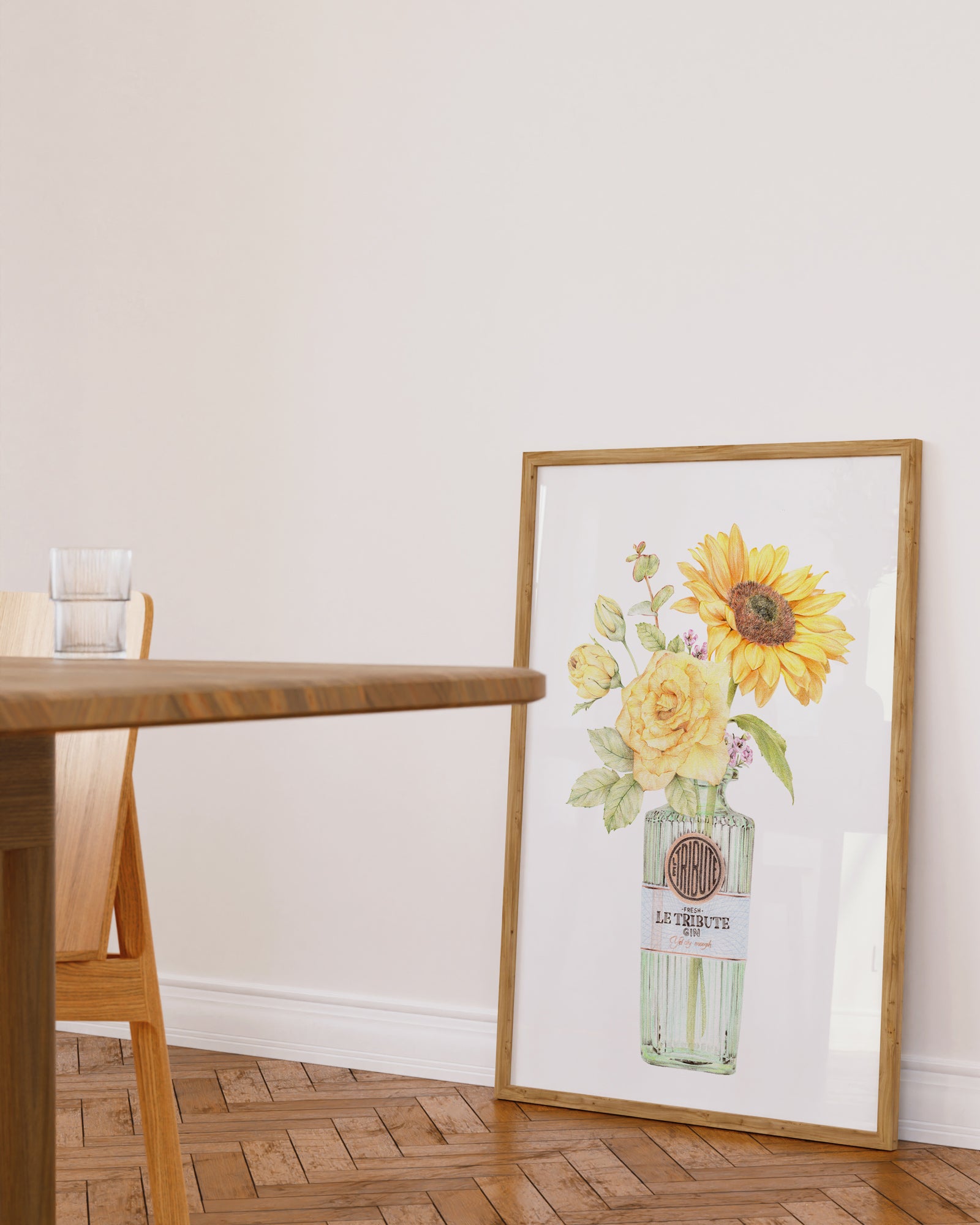 Sunflowers with Le Tribute Gin Botanical Art Print