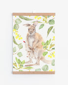Kangaroo and joey The Craft Corner nursery art print with beech hanger