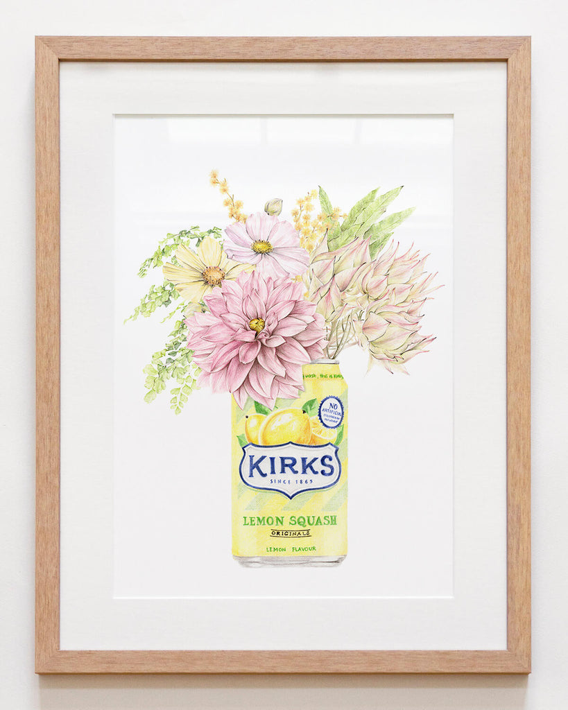 Australian art print featuring Kirks Lemon Squash and spring florals